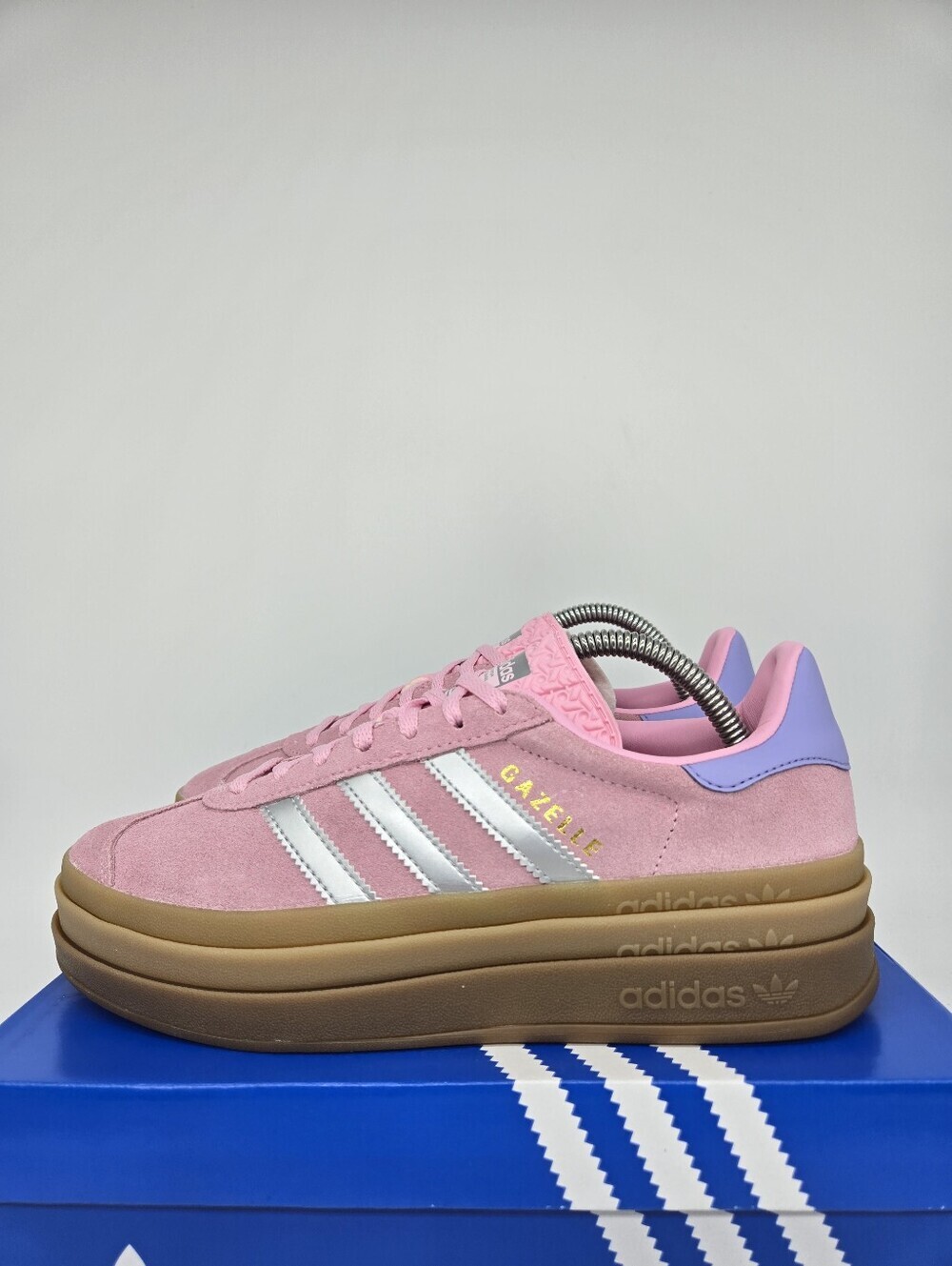 adidas Gazelle Bold JH5539 True Pink Silver Purple Shoes Women's Size 7.5